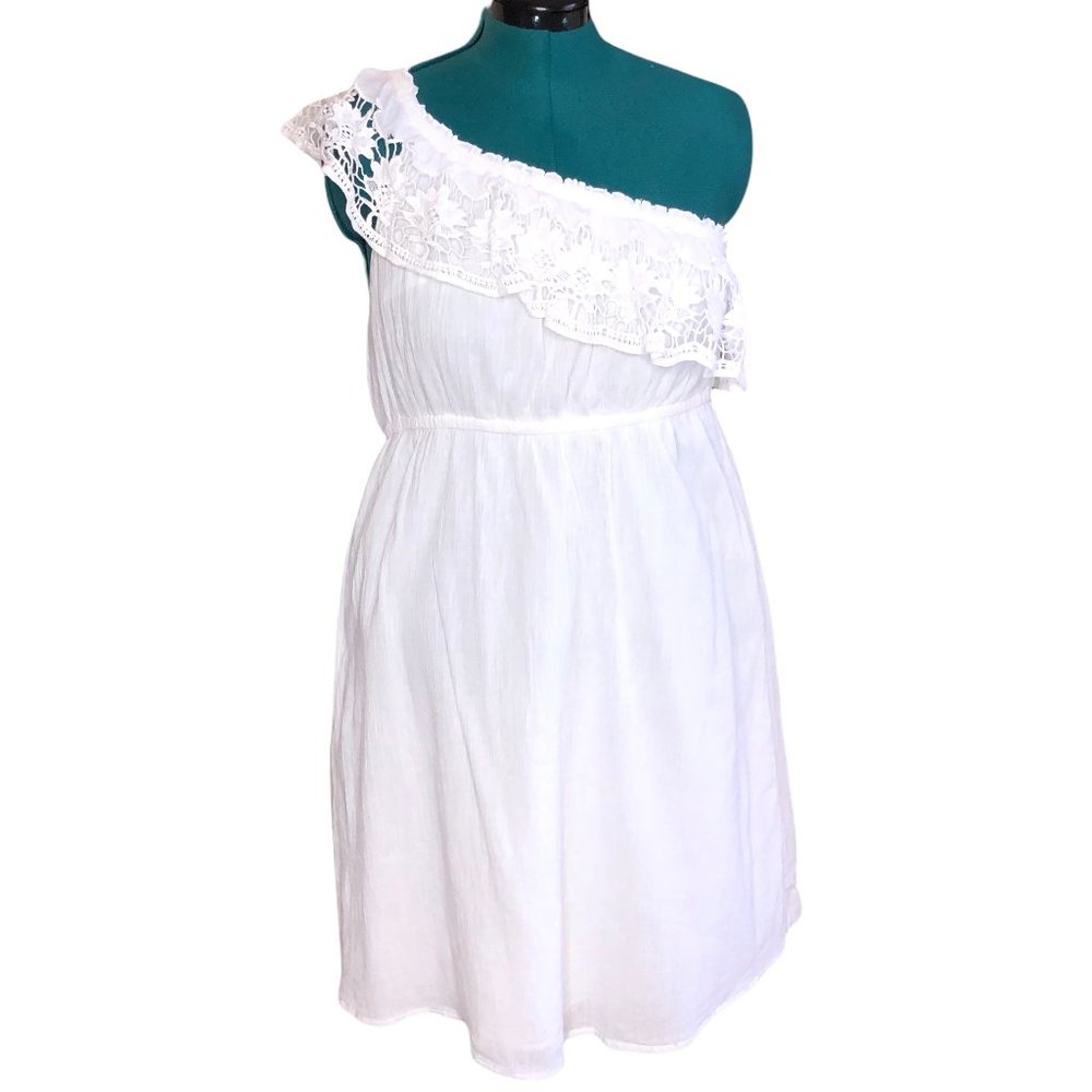 Lane Bryant White One Shoulder Crochet Dress